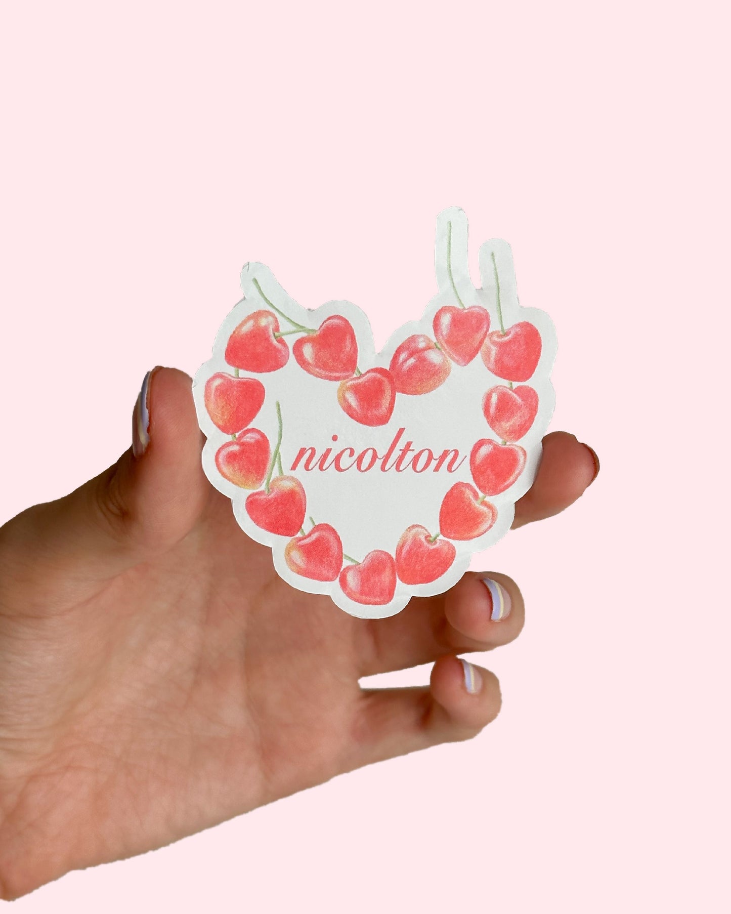 cherry heart sticker